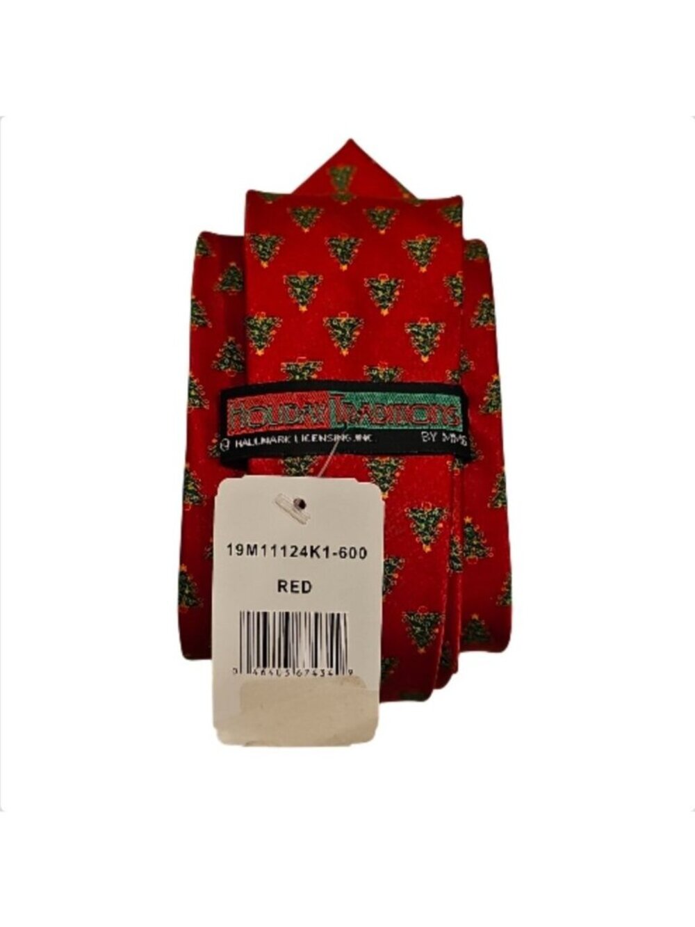Holiday Traditions Red Christmas Tree Silk Tie By Hallmark - Picture 5 of 5